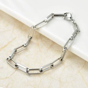 Chain link stainless steel paper clip bracelet